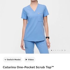 FIGS Catarina Scrub Top Ceil Blue XXS